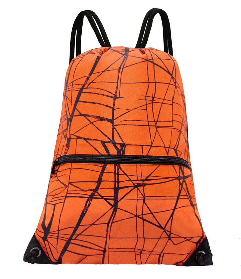 HOLYLUCK Drawstring Backpack Bag Sport Gym Sackpack (metallic-orange) - Image 1